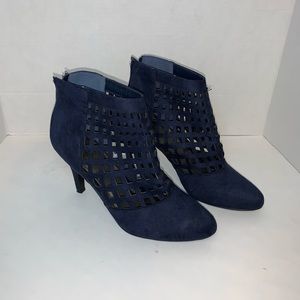 Impo Caged Heeled Navy Blue Booties